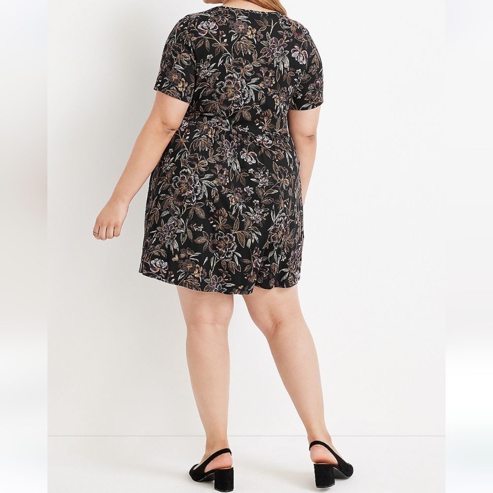 Lace Up Floral Skater Mini Dress - Picture 2 of 6
